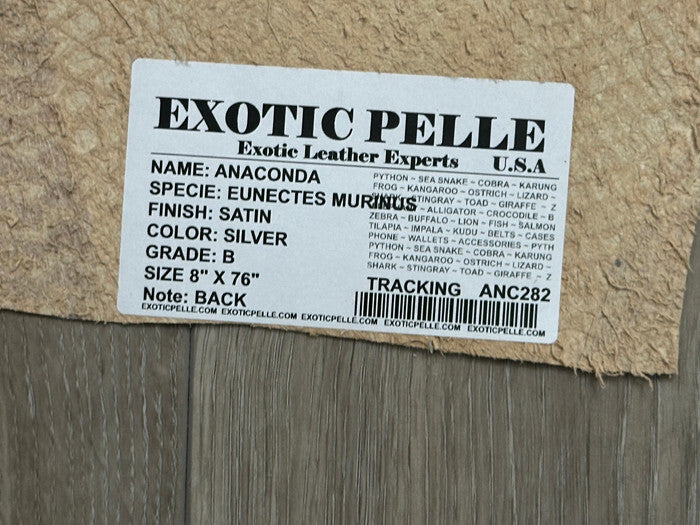 Silver Genuine Anaconda Leather real hide snake skin python boa rattle 282