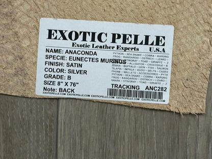 Silver Genuine Anaconda Leather real hide snake skin python boa rattle 282