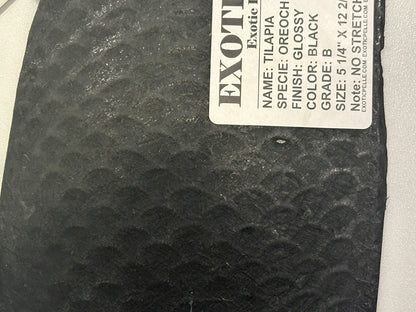 Black Tilapia Hide Genuine Fish Leather Skin Suede Salmon Glossy Pirarucu 350