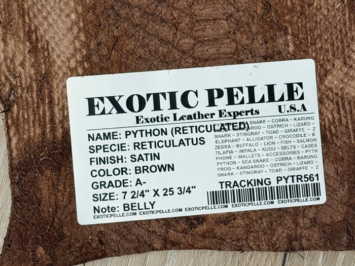 Brown Satin Genuine Reticulated Python Snake Leather 561 product photo 4