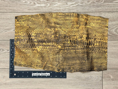 Black On Gold Satin Genuine Short-Tail Python Snake Leather 183 product photo 2