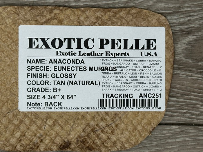 Tan Natural Pattern Glossy Genuine Anaconda Snake Leather 251 product photo 5