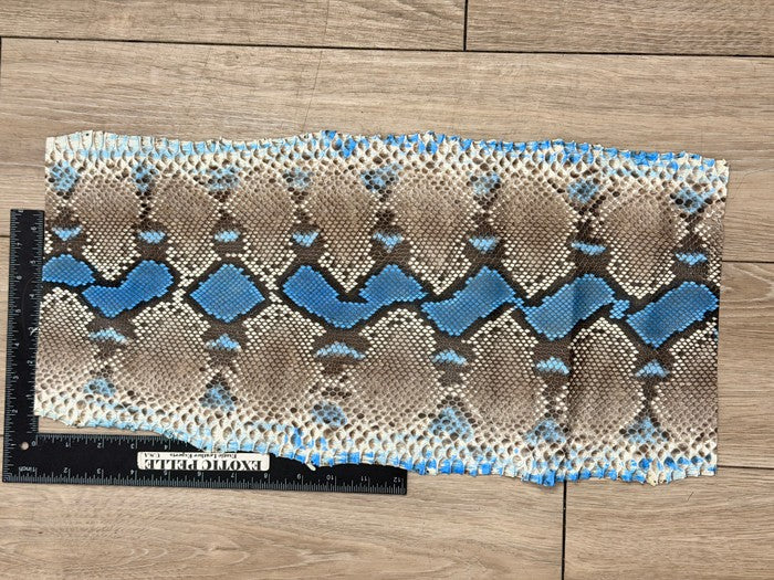Genuine Reticulated Python Leather Natural With Blue Highlights, product photo 2
