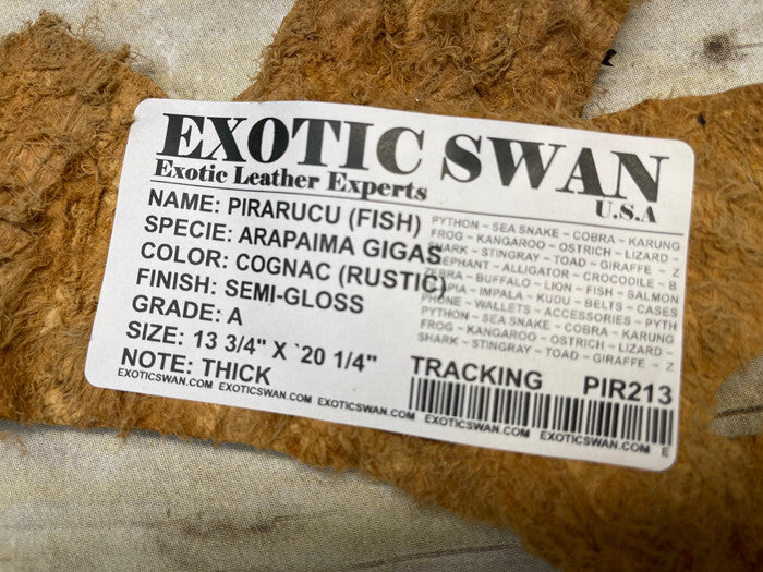 Cognac Pirarucu Hide Genuine Skin Arapaimia Gigas Remnant Scrap Fish Leather 213