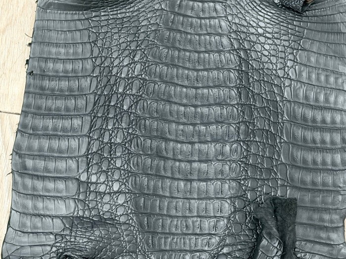 Black Matte Genuine Crocodile Caiman Leather CMN693 product photo 3