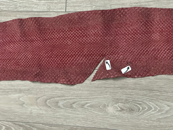 Wine Glossy Genuine Anaconda Leather real hide snake skin python boa rattle 254