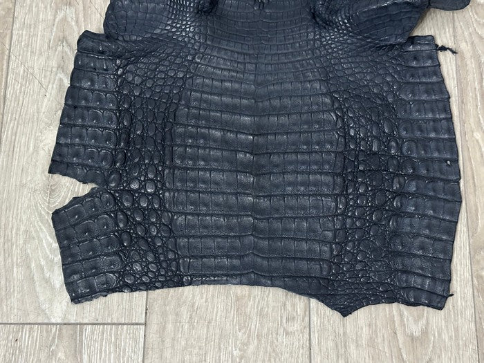 XXL Blue Navy Genuine Caiman Crocodile belly Hide Leather Skin Gator Croc 374