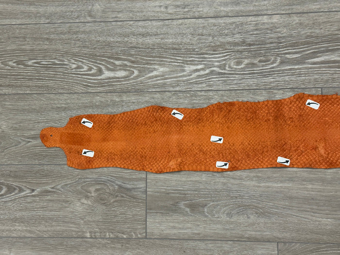 Orange Genuine Anaconda Leather real hide snake skin python boa Rattle 262