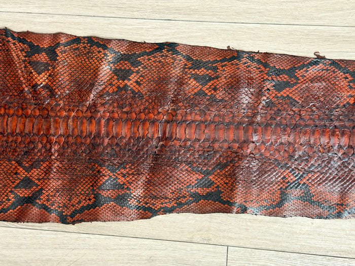 XXL Mahogany Natural Pattern Glossy Rustic Genuine Reticulated Python Snake Leather 628 product photo 4