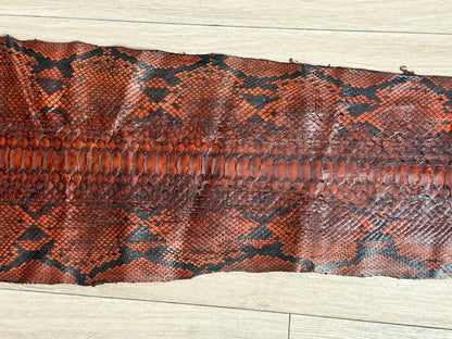 XXL Mahogany Natural Pattern Glossy Rustic Genuine Reticulated Python Snake Leather 628 product photo 4