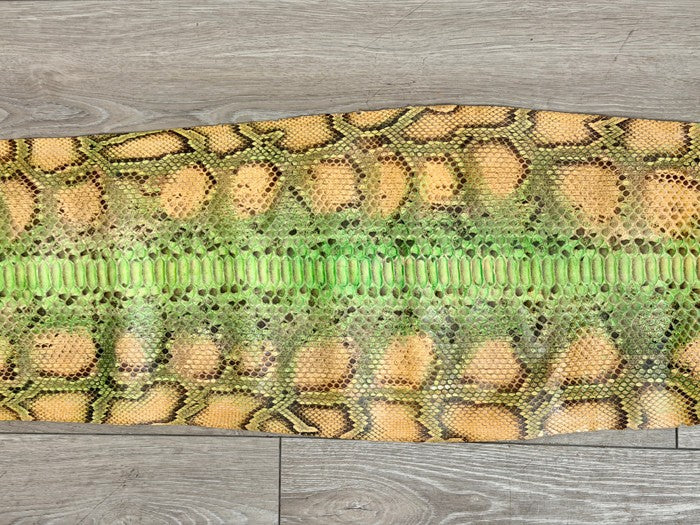 Honey Green Natural Pattern Glossy Genuine Burmese Python Snake Leather 163 product photo 3