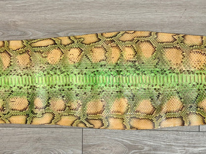 Honey Green Natural Pattern Glossy Genuine Burmese Python Snake Leather 163 product photo 3