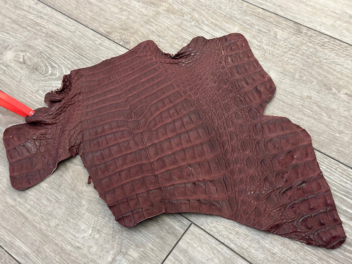 Wine Genuine Caiman Crocodile belly Hide Leather Skin real alligator Croc 340