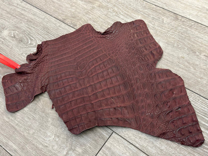 Wine Genuine Caiman Crocodile belly Hide Leather Skin real alligator Croc 340