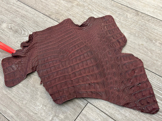 Wine Genuine Caiman Crocodile belly Hide Leather Skin real alligator Croc 340