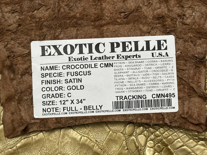 Gold Satin Genuine Caiman Crocodile Leather CMN495 product photo 9
