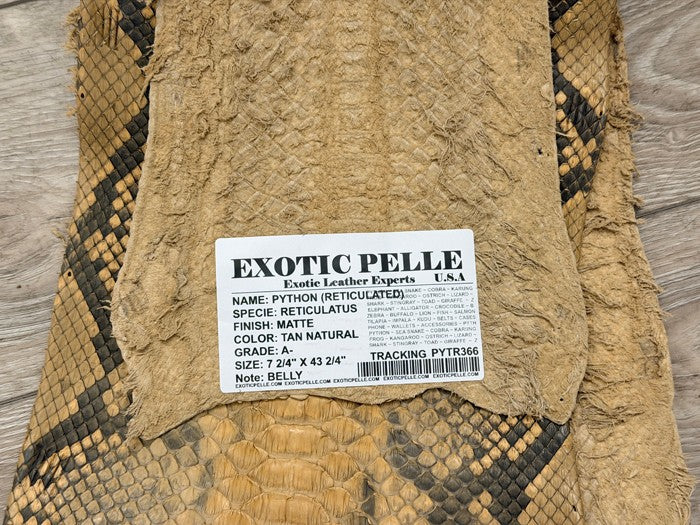 Tan Natural Pattern Matte Genuine Reticulated Python Snake Leather 366 product photo 3