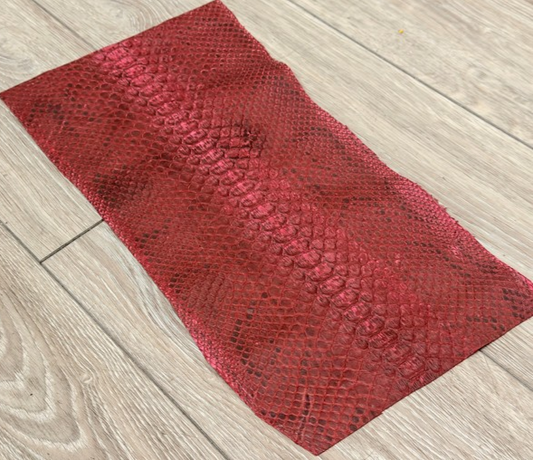 Dark Wine Natural Pattern Matte Distressed Genuine Burmese Python Snake Leather 197 product photo 1