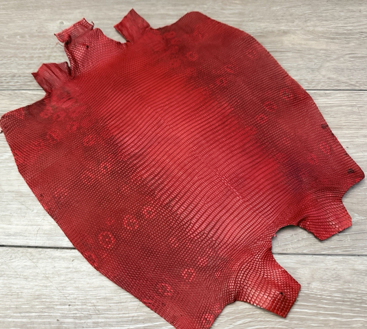 Red Natural Pattern Genuine Water Monitor Java Ring Lizard Leather 297 product photo 1
