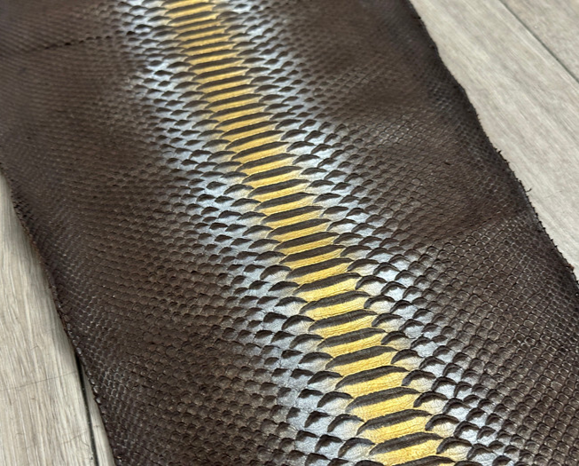 Brown Gold Silver Genuine Python Snakeskin Leather real hide snake skin Rattle 7