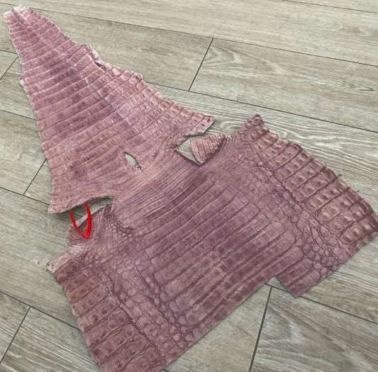 L Purple Satin Genuine Caiman Crocodile Leather 383 product photo 1