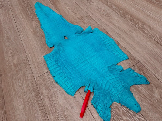 Turquoise Satin Genuine Caiman Crocodile Leather Belly 637 product photo 1