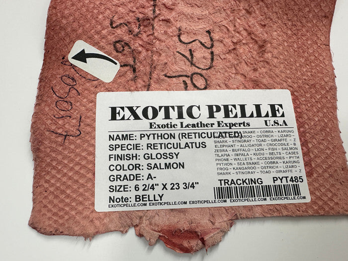 Genuine Python Snakeskin Leather real hide snake skin Rattle salmon Boa 485