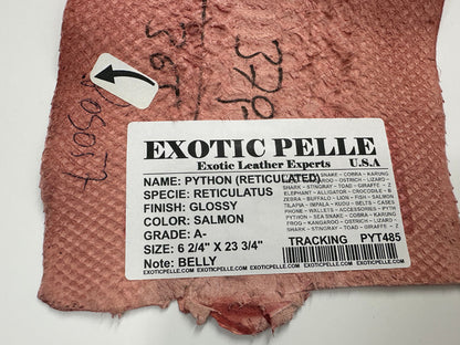 Genuine Python Snakeskin Leather real hide snake skin Rattle salmon Boa 485