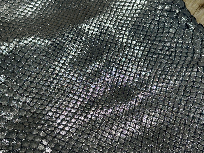 Silver on Blue Metallic Genuine Anaconda Leather 156 product photo 2