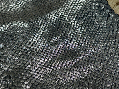 Silver on Blue Metallic Genuine Anaconda Leather 156 product photo 2