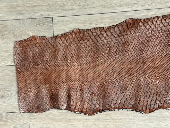 Silver On Brown Metallic Genuine Anaconda Snake Leather 538 product photo 6