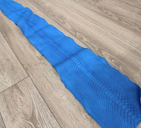 Turquoise Blue Genuine Reticulated Python Snake Leather Matte 430 product photo 1