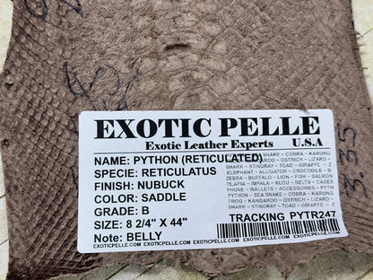 Saddle Big Genuine Python Snakeskin Leather real hide snake skin Rattle Boa 247