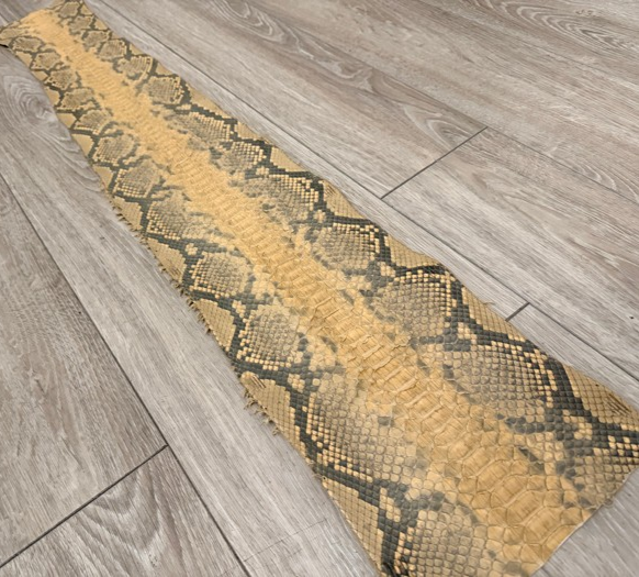 Tan Natural Pattern Matte Genuine Reticulated Python Snake Leather 366 product photo 1