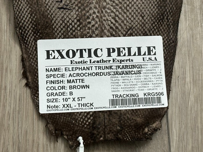 Brown Genuine Karung Elephant trunk Snake Hide Taxidermy leather Skin Rattle 506