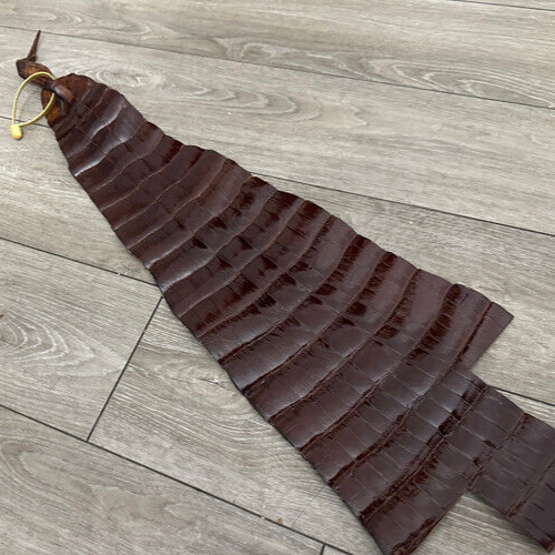 Mahogany Genuine Alligator Tail Hide Leather Skin Piece Scrap Gator Croc Belly 3