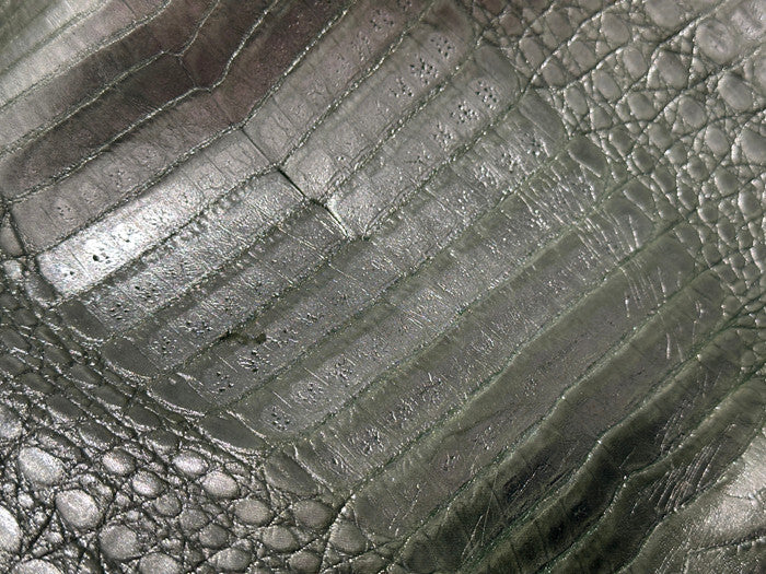 Green Metallic Genuine Caiman Crocodile Belly Hide Leather Skin Alligator 512