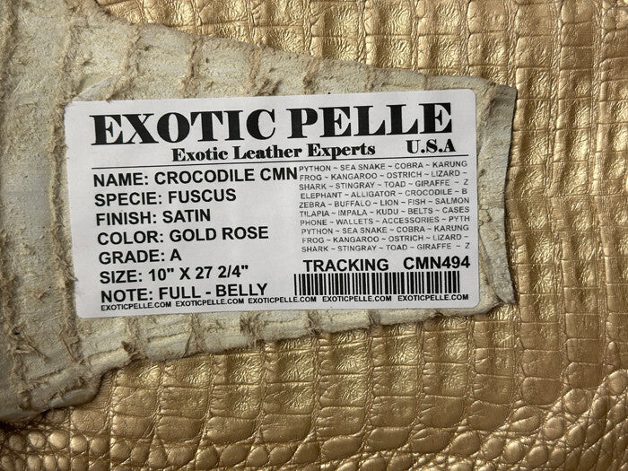 Gold Rose Genuine Caiman Crocodile belly Hide Leather Skin real alligator Croc 4