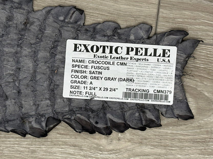 Dark Grey Caiman Crocodile belly Hide Leather Skin real alligator gray Croc 379