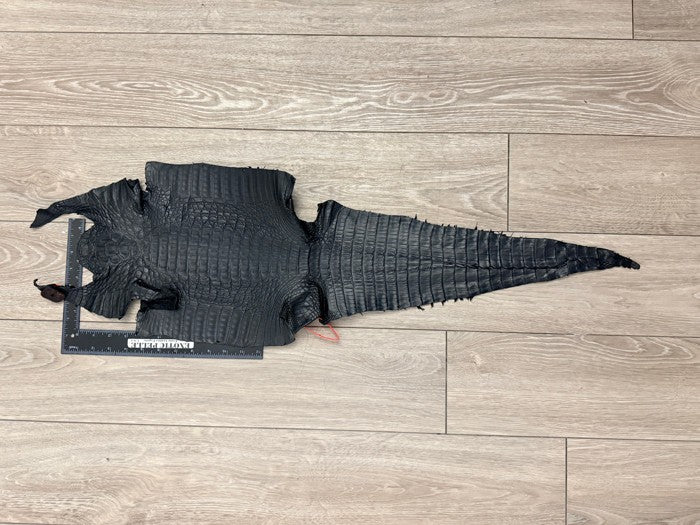 Black Matte Genuine Crocodile Caiman Leather CMN693 product photo 2