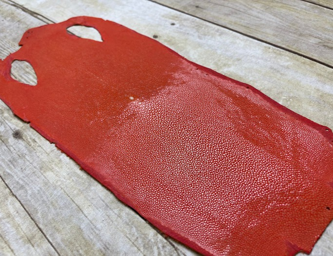 ORANGE Genuine Polished Sanded Stingray Hide Skin Sting Ray Leather Shagreen 931
