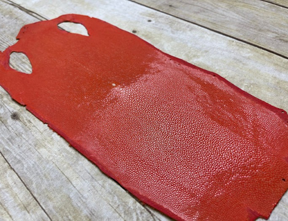 ORANGE Genuine Polished Sanded Stingray Hide Skin Sting Ray Leather Shagreen 931