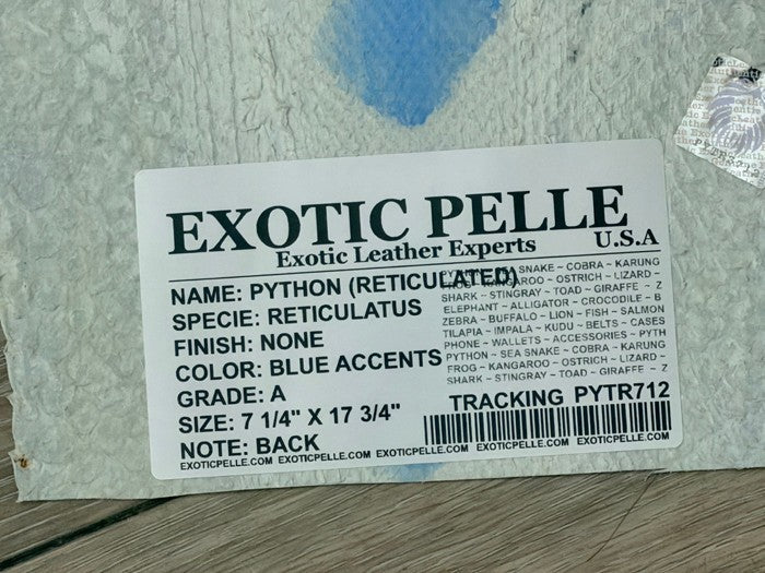 Genuine Reticulated Python Leather Blue Center, product photo 3