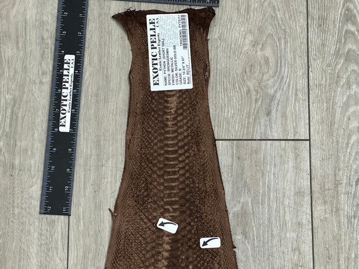 Brown Gold Silver Genuine Python Snakeskin Leather real hide snake skin Rattle 7