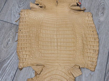 Tan Satin Genuine Caiman Crocodile Leather CMN683 product photo 3