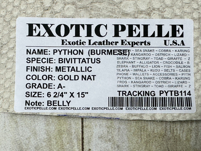 Gold Burmese Python Genuine Snake Leather real hide snake skin Rattle boa 114