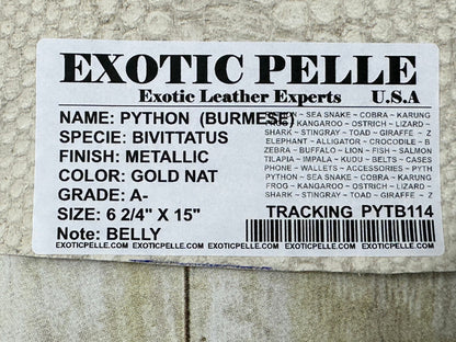 Gold Burmese Python Genuine Snake Leather real hide snake skin Rattle boa 114