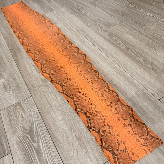 Orange Natural Pattern Matte Genuine Reticulated Python Snake Leather 623 product photo 1