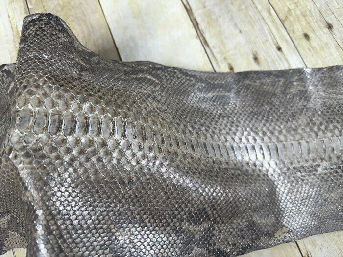 Silver on Natural Genuine Python Remnant piece Leather real hide snake skin 238