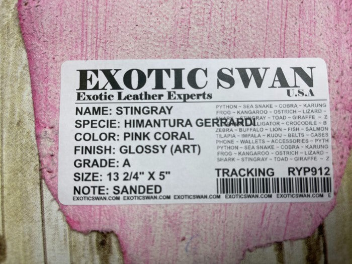 PINK Genuine Polished Sanded Stingray Hide Skin Sting Ray Leather Shagreen 912